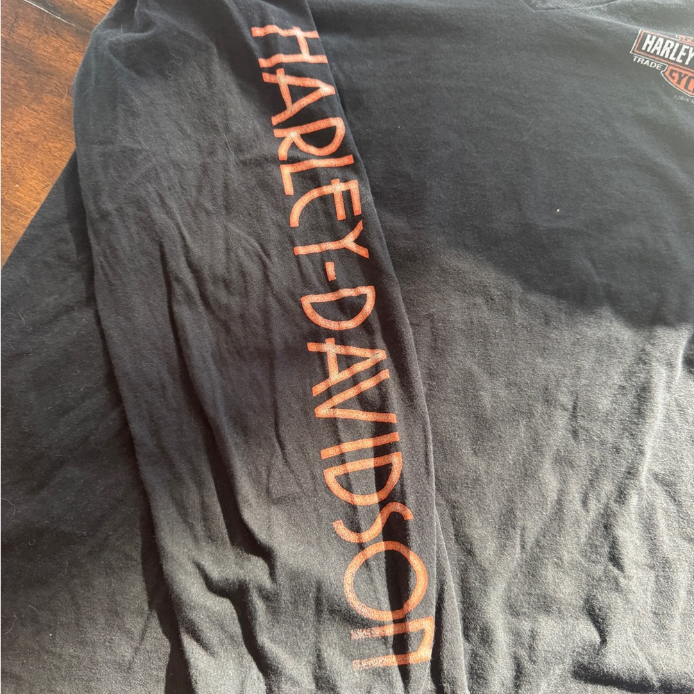 Harley-Davidson Black Long Sleeve Womens V-neck Tee- Size 1X - Picture 3 of 9